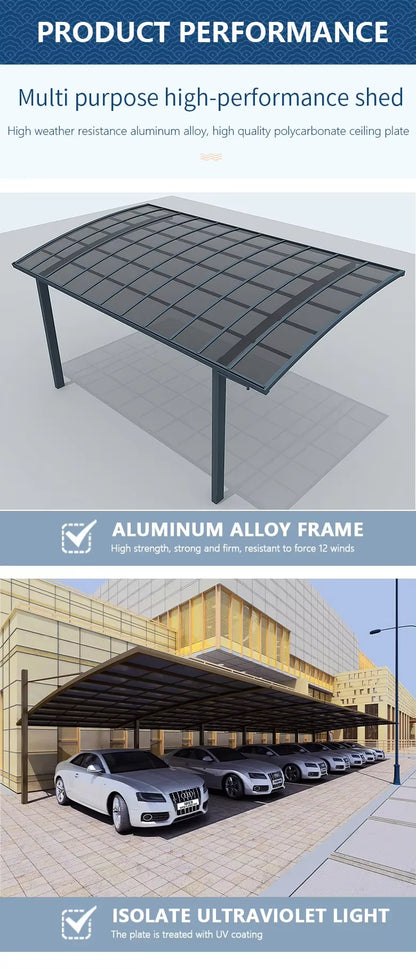 Home Villa Gazebos Garden Outdoor Canopy Tent Modern Custom Parking Shed Sunshade Awning Patio Pergola Aluminum Alloy Carport