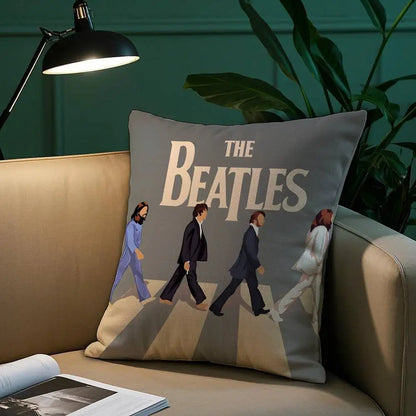 The B-beatles Band Pillow Case Short Plush Print Cushion Cover Square Throw Pillow Covers Sofa Home Decor