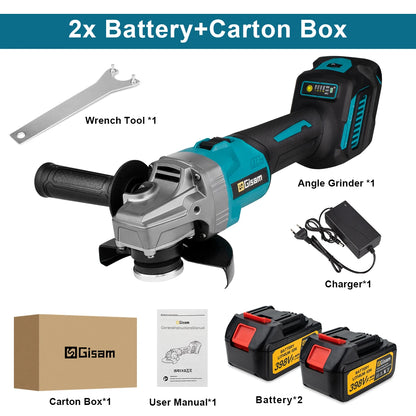 Gisam 125mm M14 Brushless Angle Grinder 7 Gears Cordless Grinding Machine Cutting Woodworking Tools For Makita 18V Battery Pins