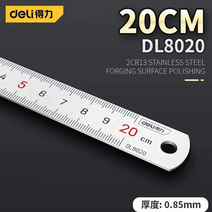 Deli 1 Pcs 15/20/30/50cm Multi-standard Measuring Ruler Stainless Steel Woodworking Portable Hand Percision Measuring Tools