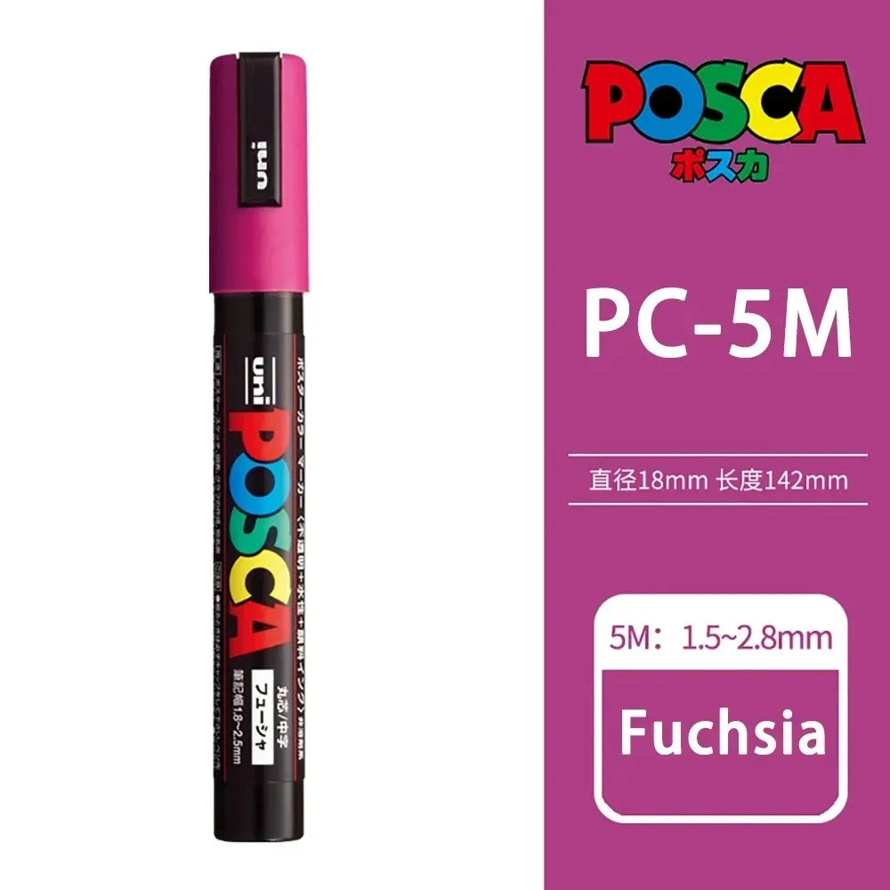 1pcs Japan UNI POSCA Markers PC-1M/3M/5M Acrylic Graffiti Pen Waterproof DIY Stackable Color Art Painting School Supplies