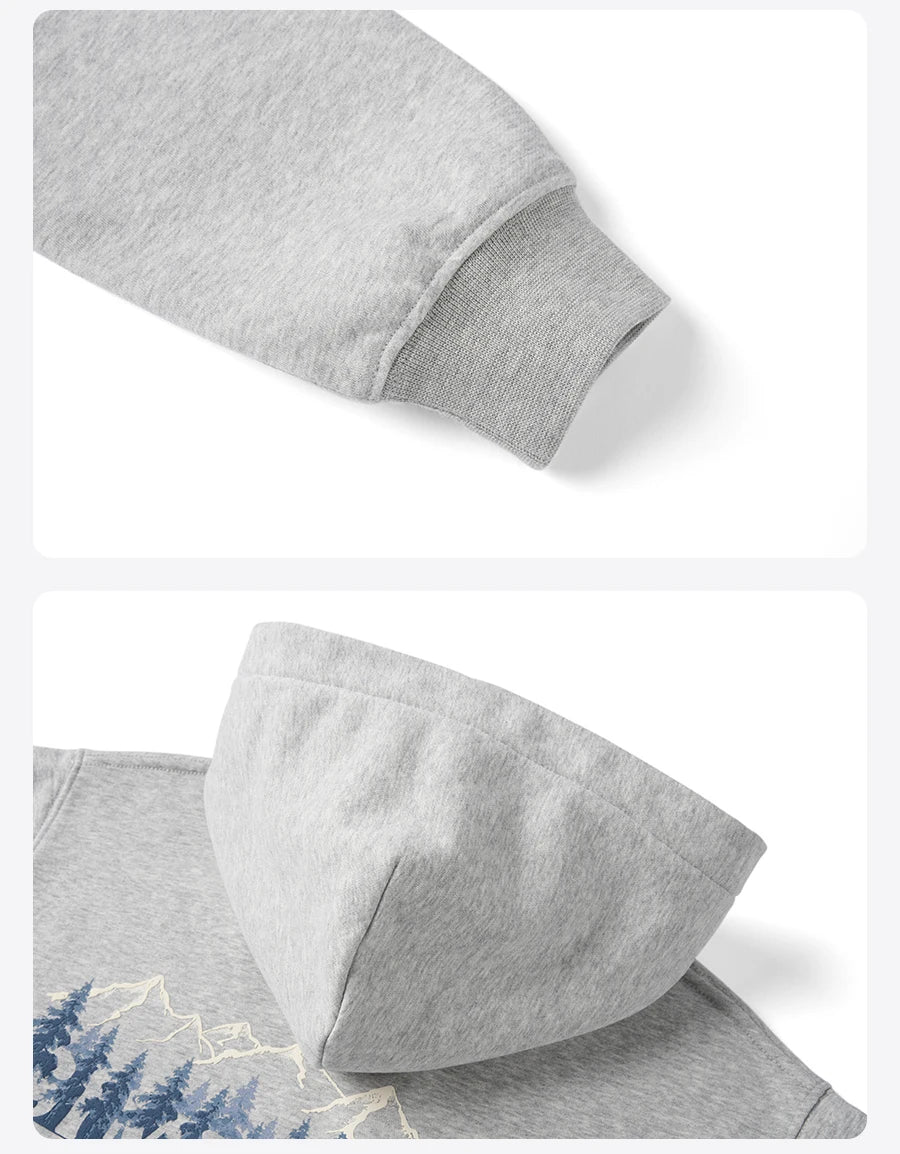 SIMWOOD 2026 Spring New Oversize Back Moutain Print Hoodies Men 340gsm Warm Brushed Lining Fabric Sweatshirts