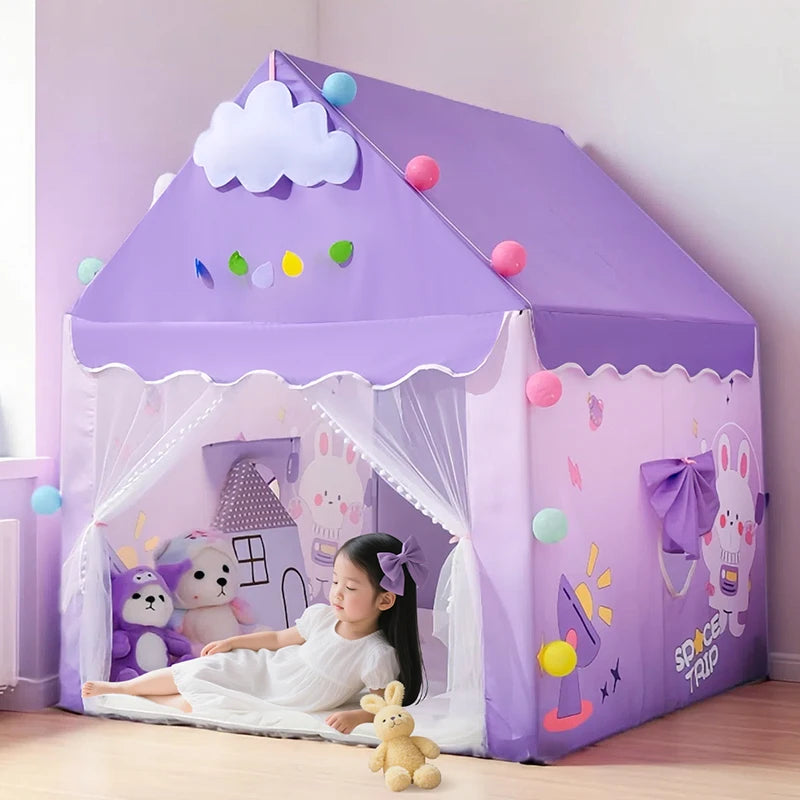 Children's foldable game tent, portable indoor/outdoor game tent with window cut, secret base, birthday party decoration ideal g