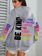Be Kind Hoodies Women Letter Prints Winter Fleece Warm Hooded Street Pocket Loose Sweatshirts Casual All-match Woman Clothes