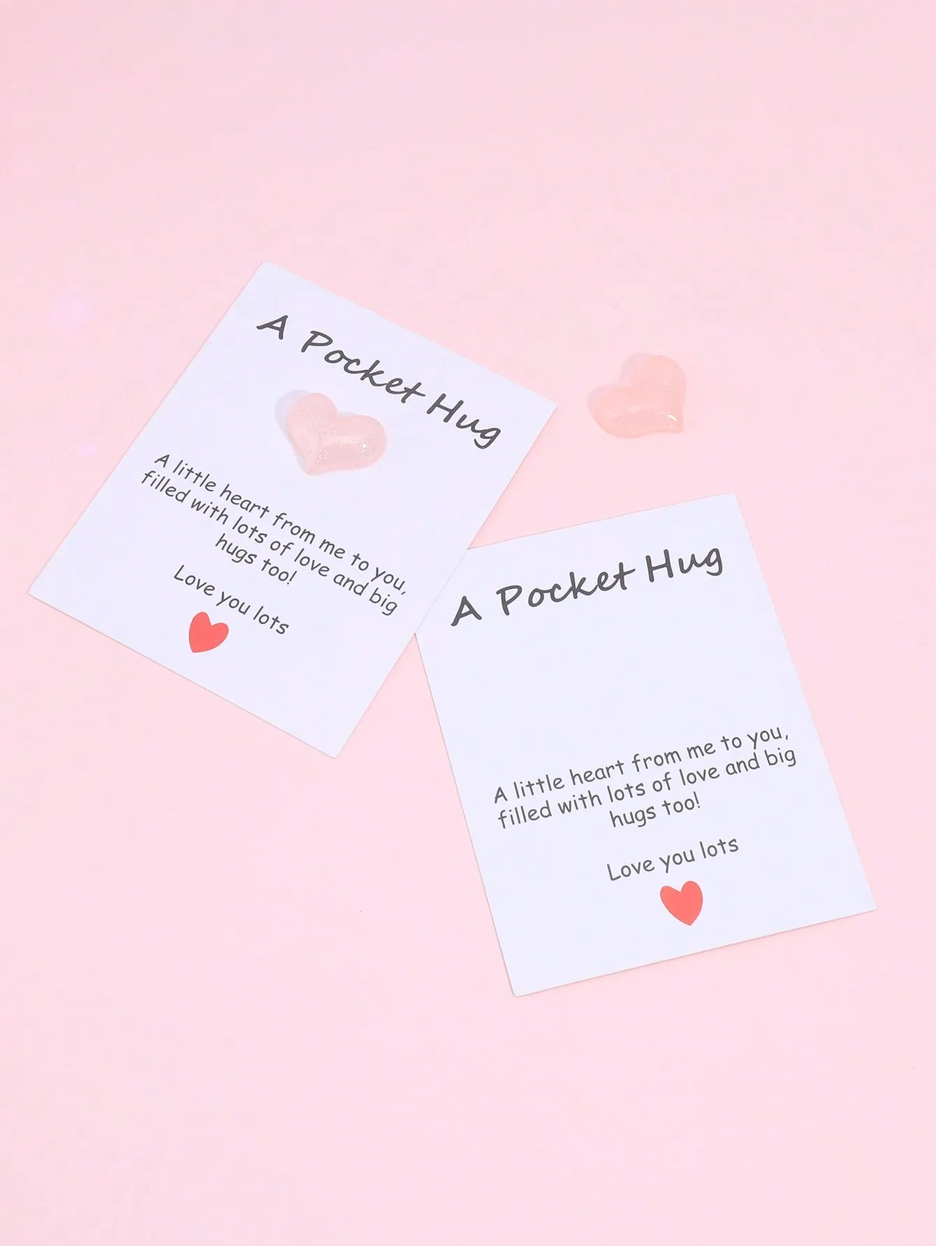 4 Pack Small Cute Pocket Hug Cards, Heart Shape Encouragement Greeting Cards, Mini Love Cards for Birthday Valentine