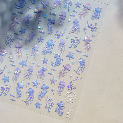 Ocean Shell Starfish Shell Conch Whale Dolphin Seahorse Coconut Tree Water Bubbles Self Adhesive Nail Art Sticker Manicure Decal