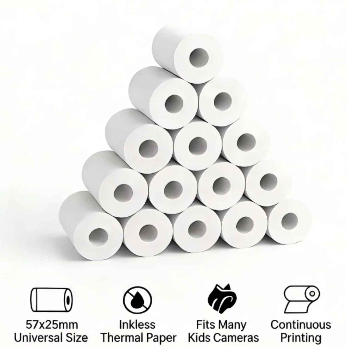 10 Rolls Kids Instant Camera Refill Print Paper Film Coreless Thermal Print For 57mm Portable Cash Registers Mobile Printer