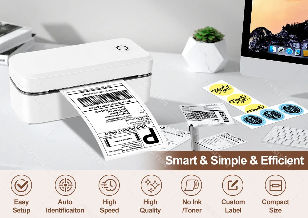 110mm Bluetooth Thermal Label Printer Wireless Shipping Label Printer Compatible with iPhone Android Windows Widely Used X4