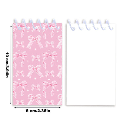 8pcs Pink Bowknot Theme Mini Spiral Pocket Notebooks Memo Pad Coil Booklet Notepads For Office Stationery School Diaries