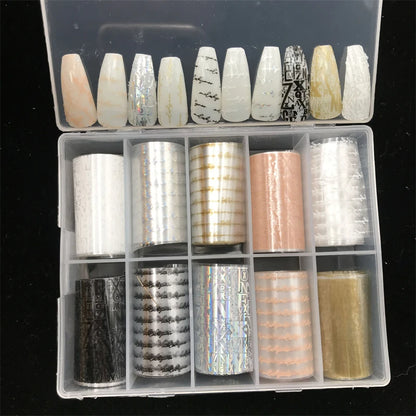 New Flower Nail Foils for Transfer Paper Stickers Floral Adhesive Fruit Nails Wraps Fish DIY Water Marble Nail Art Decorations