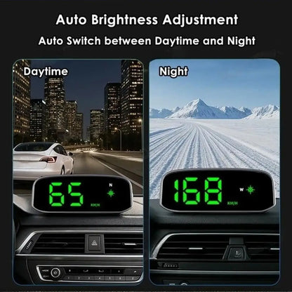Solar HUD Head-up Display HD LED Car Speedometer Solar+Type-C Dual Charging Overspeed Alarm Safe Driving Universal Accessories