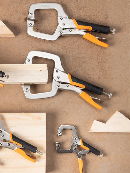 TOLESA 1/2PC 11" Pocket Hole Jig Clamp Face Clamp With Swivel Pad Heavy Duty C Clamp for Pocket Hole Joinery Cabinet Carpentry