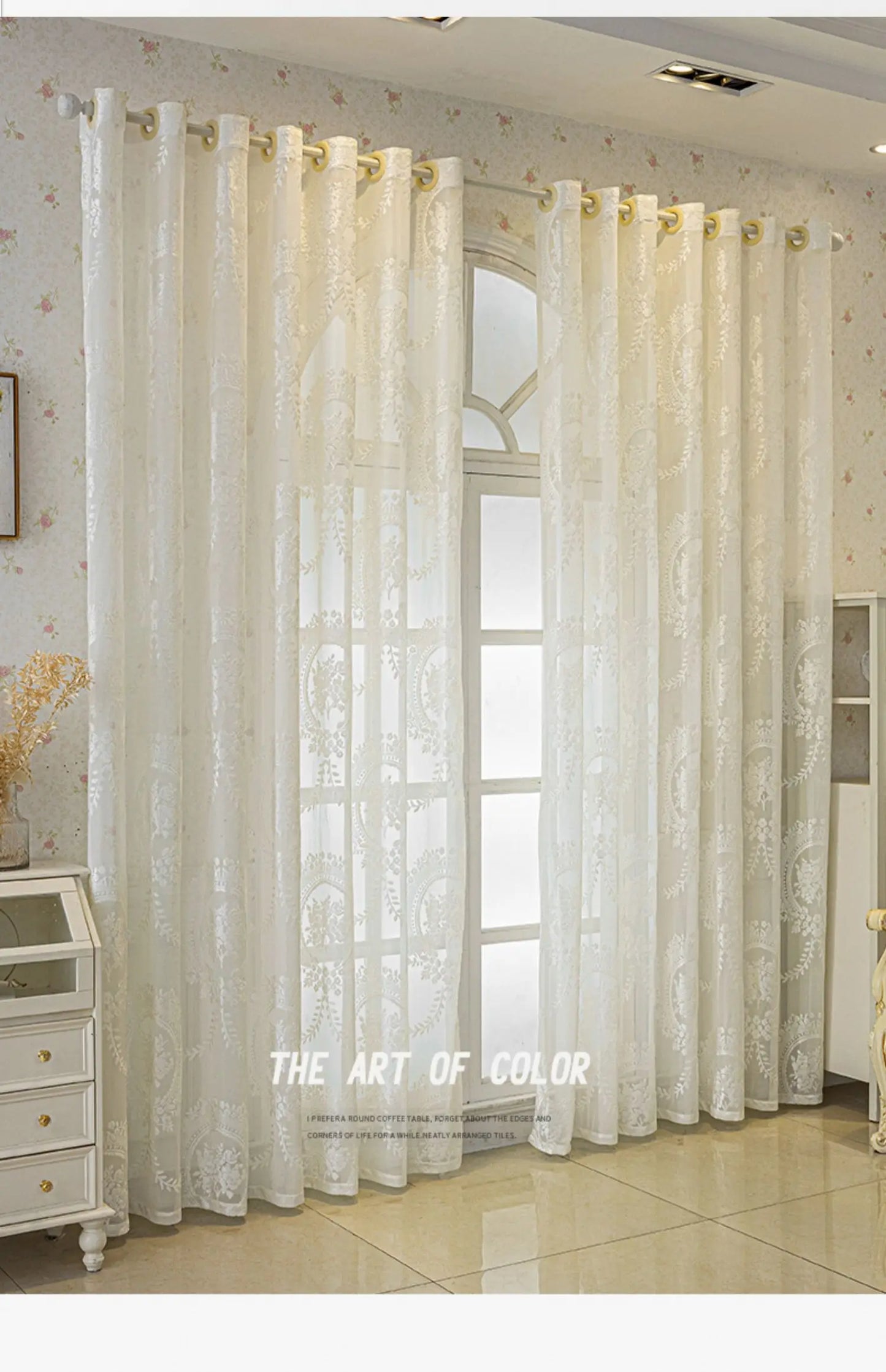 French Romantic Gauze Curtain Minimalist White Transparent Curtain Luxury Living Room Decoration Curtains Bedroom Curtain rideau
