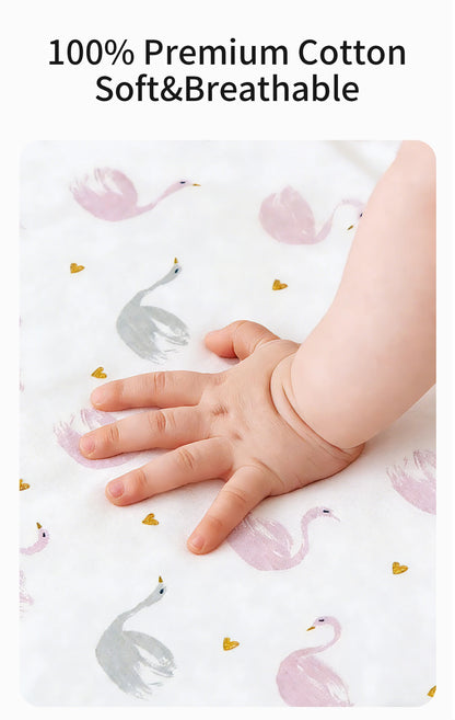 Cartoon Printed Crib Sheet Set Baby Bedding Toddler Mattress & Changing Pad Cover Polyester Cotton Fitted Bassinet Sheets