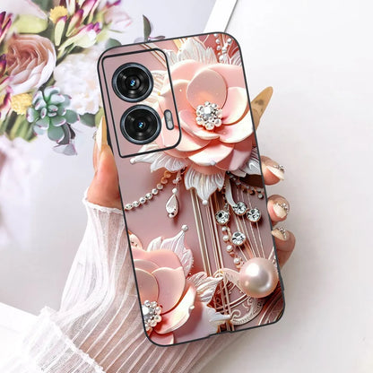Case For Motorola Edge 50 Fusion Cover XT2429-1 Popular Flower Soft Black Silicone Phone Cases For Motorola G96 5G MotoG96 Funda