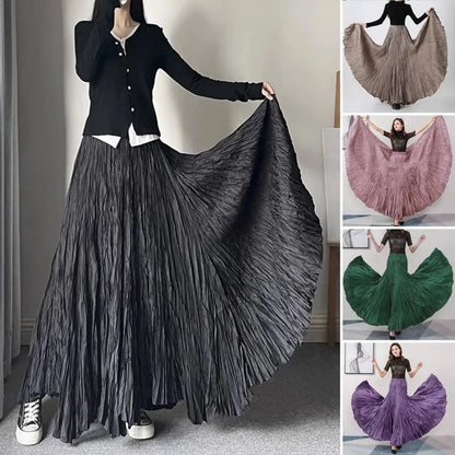 11 Colors Irregular Pleated A-line Skirt For Women High Waist Solid Color Loose Fashion Skirts Casual 2025 Spring New