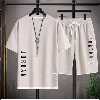 Summer Hot Selling Men's Sports Set JORDAN Printed Casual T-Shirt + Shorts Two-Piece Running Set Breathable and Comfortable