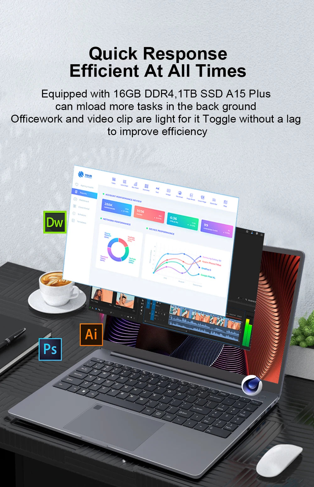 Ninkear A15 PLUS Laptop 15.6" IPS FHD AMD Ryzen 7 5825U Notebook 16G DDR4 +1TB PCI-E 57Wh Battery Windows 11 PRO Office Computer