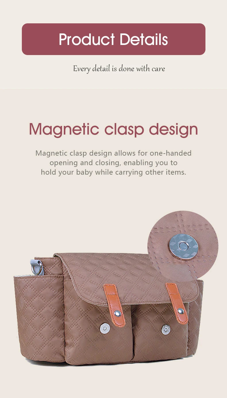 Stroller Organizer Bags Magnetic Buckle Mummy Travel Hanging Bag Bottle Holder Pram Diaper Bags Baby Stroller Accessories