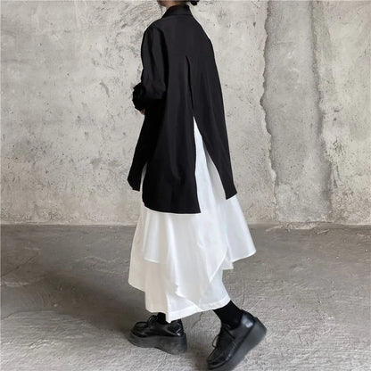 Women Black Skirts Japanese Gothic Irregular High Waist Pleated Skirt Pants for Women Vintage Cargo Skirts Female Clothes Ladies