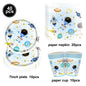 Blue Planet Astronaut Space Disposable Tableware Kids Birthday Table Decorations Paper Plate Cup Napkin Astronaut Rocket Balloon