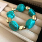 Multicolor Irregular Acrylic Beaded Bangles for Women Geometric Smudge String Bracelet Beach Vacation Style Couple Jewelry W