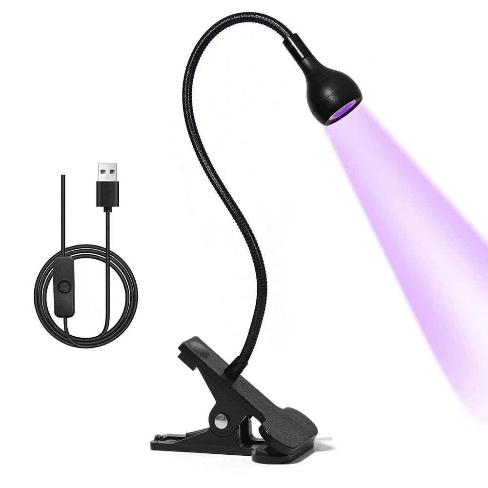Nail LED UV Lamp for Drying Gel Nails Polish Clip-On Flexible Desk Mini Portable USB Nail Lamp UV Light Dryer for Manicure Salon