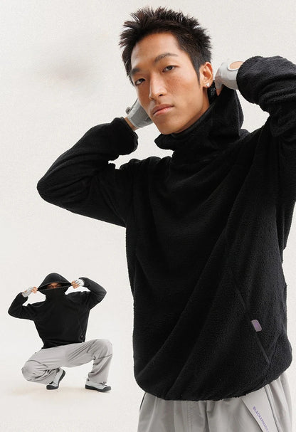 Unisex Lightweight Cloud Velvet Hooded Quick-Dry Shirt for Outdoor Sports: Classic Hood, Elastic Cuffs & Brand Logo Details