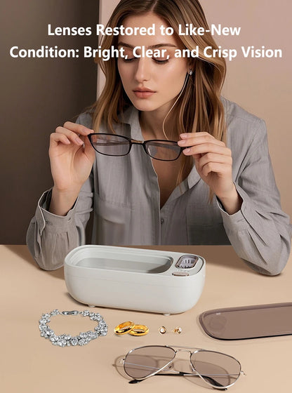Lenovo Ultrasonic Cleaner Portable Household Dual-Tank Mini Sonic Cleaning Machine for Eyeglasses Dentures, Retainer, Jewelry