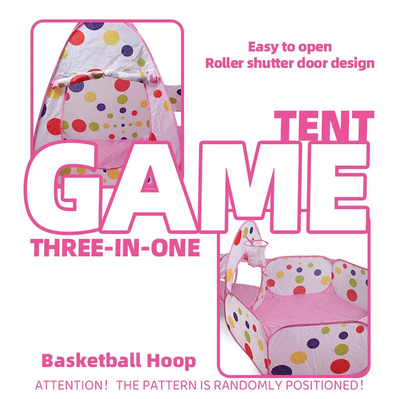 Children's Play Tent, Toy Ball Pool - Play Tunnel - Triangular Tent, Polka Dot Design, Outdoor Leisure Toy Playhouse, Portable Toy Castle Tent, Fun Pop-Up Toy Playpen, Ideal Holiday Gift for Kids, Christmas and Halloween Gift