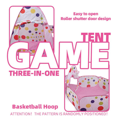 Children's Play Tent, Toy Ball Pool - Play Tunnel - Triangular Tent, Polka Dot Design, Outdoor Leisure Toy Playhouse, Portable Toy Castle Tent, Fun Pop-Up Toy Playpen, Ideal Holiday Gift for Kids, Christmas and Halloween Gift