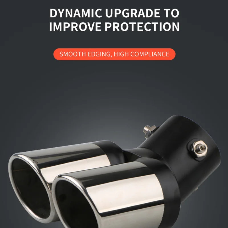 1PCS 2.5" Inlet Decoration Chrome Tail Pipe Car Styling Car Exhaust Trim Muffler Pipe Tail Stainless Steel Curved Double Outlet