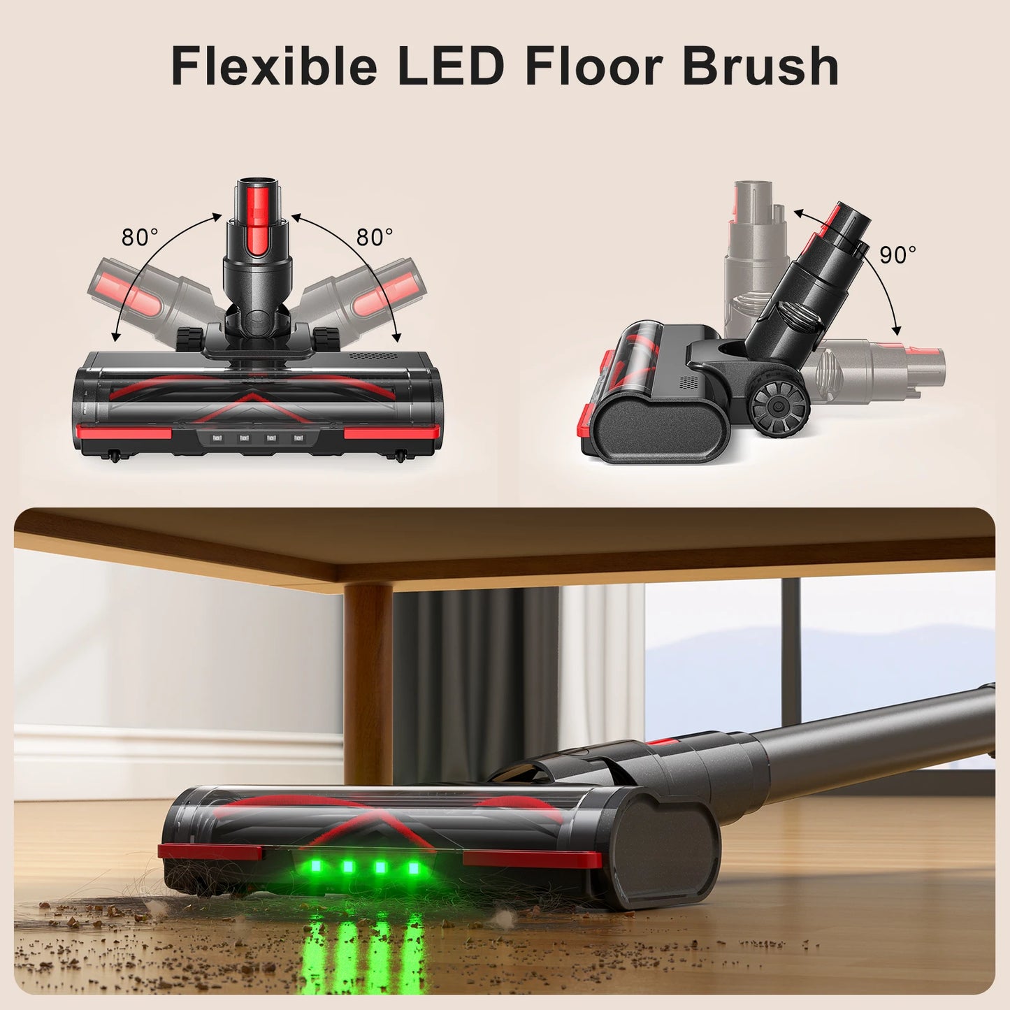 Lubluelu G11 Cordless Vacuum Cleaner 50KPA 50mis Long Running Time Floor Brush Automatically Combs the Hair to Prevent Tangling