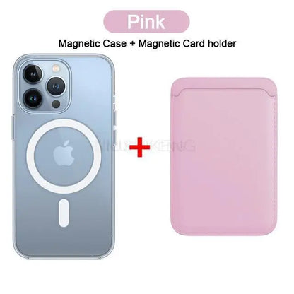 For Magsafe Magnetic Wireless Charging Case For iPhone 15 11 12 13 14 Pro MAX Mini XR XS 7 Plus Leather Wallet Card Holder Cover