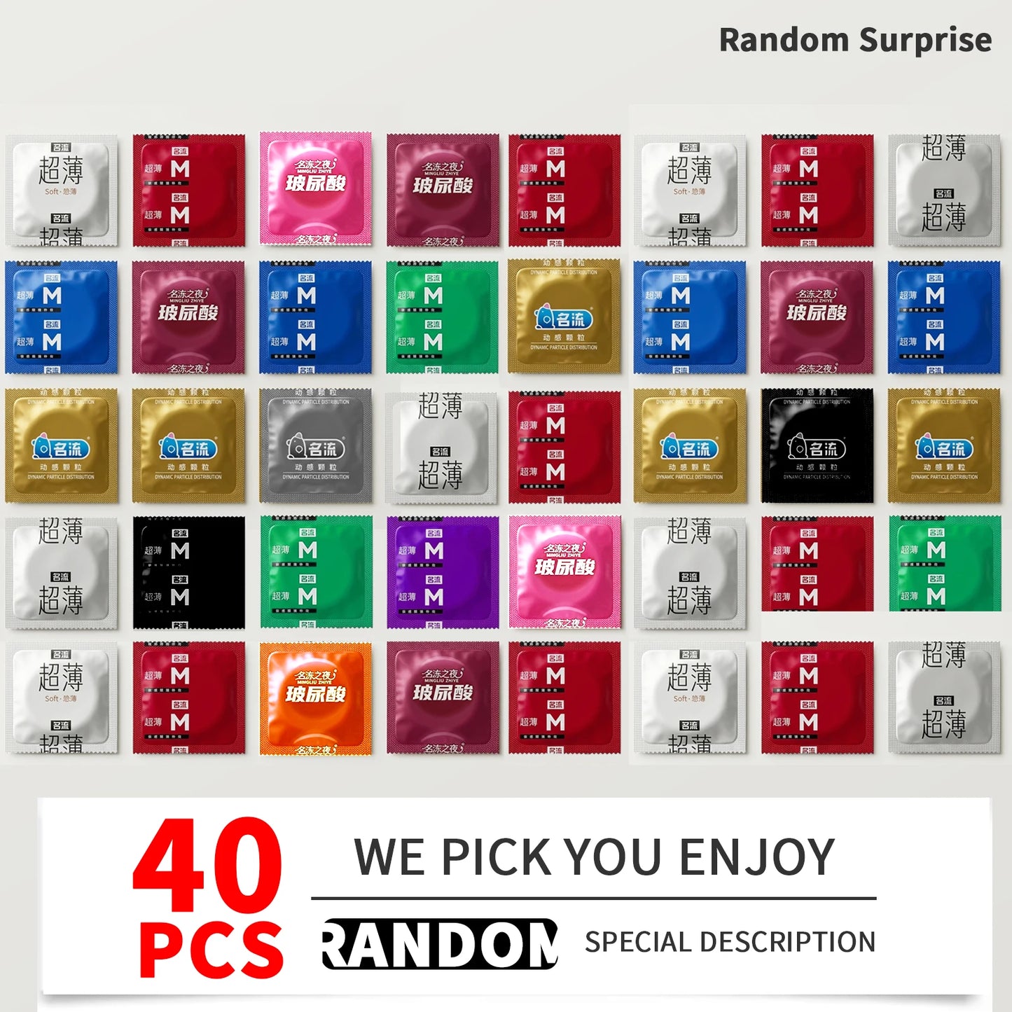 Condoms Random Surprise Mix - 10/20/30/40/50pcs Fashionable Latex Condoms for Men, Safe Protection, Mystery Night Adult Sex Toys