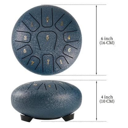 Miwayer 6" Steel Tongue Drum Gift Set | 11-Note Sound Healing Instrument w/Tuning Kit | Yoga/Meditation/Anxiety Relief Tool
