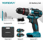 YOFIDRA  3 IN 1 25+3 Torque Electric Impact Drill Cordless Impact Drill Househeld Woodworking Power Tool for Makita Battery Pin