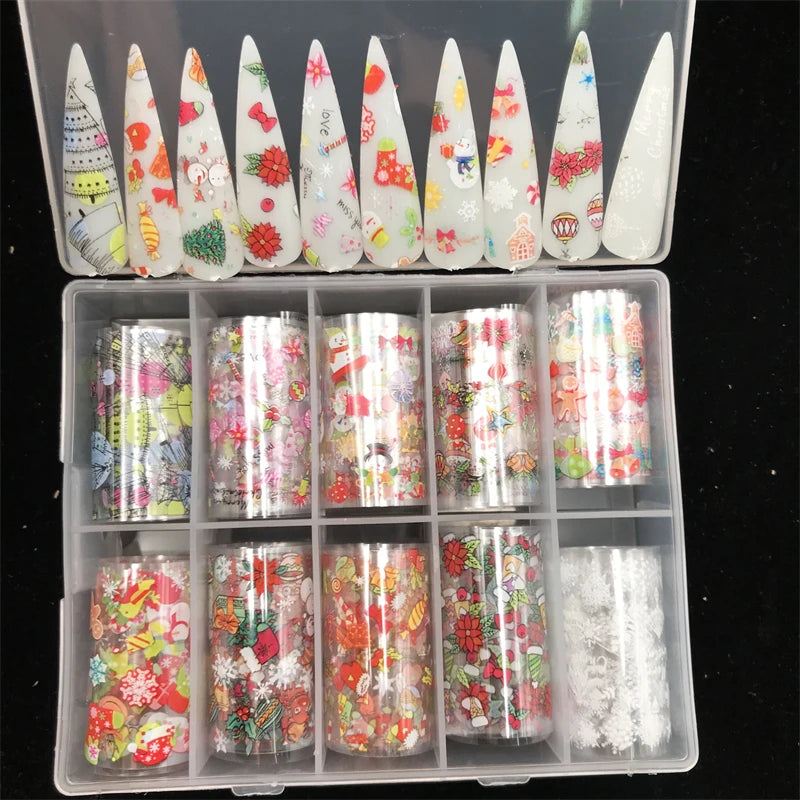 New Flower Nail Foils for Transfer Paper Stickers Floral Adhesive Fruit Nails Wraps Fish DIY Water Marble Nail Art Decorations