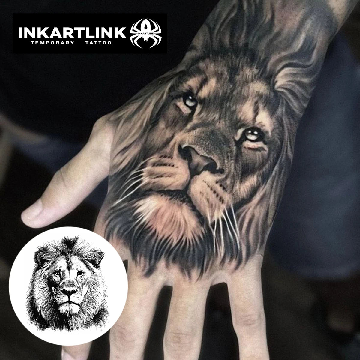 lion Temporary Tattoo,Lasts To 15 Days New Technology Magic Waterproof Semi Permanent Sticker.