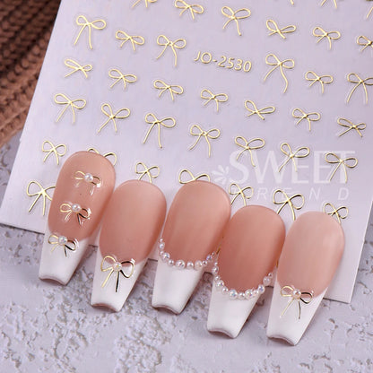 6pcs/set 3D Small Bow Ribbon Bowknot Y2K Nail Sticker Mini Kawaii Japanese Adhesive Decal Valentine's Simple Nail Manicure Decor