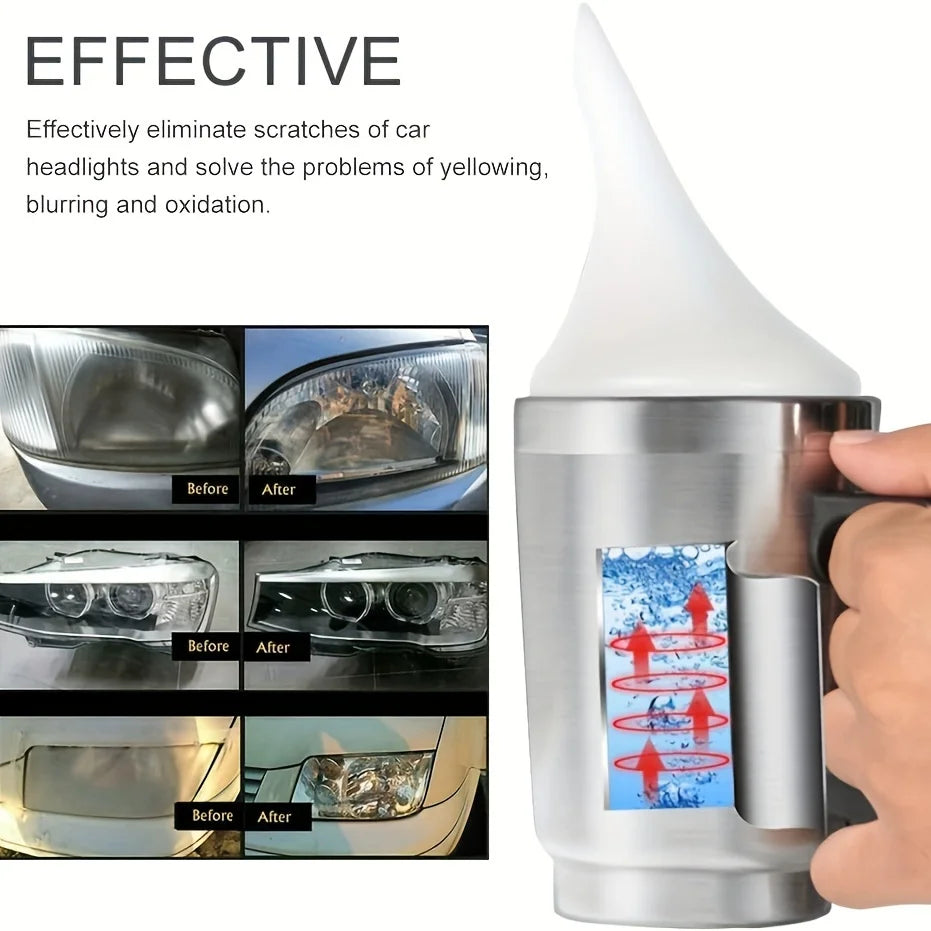Headlight Polish and Restoration Kit for Cars-Includes 200ml/500ml Atomize Repair Liquid and 6-Grade Sandpaper