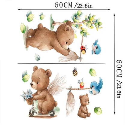 Cute Forest Animals Wall Stickers for Kids Rooms Children Boys Girls Baby Room Decoration Nursery Wallpaper Vinyl Elephant Lion