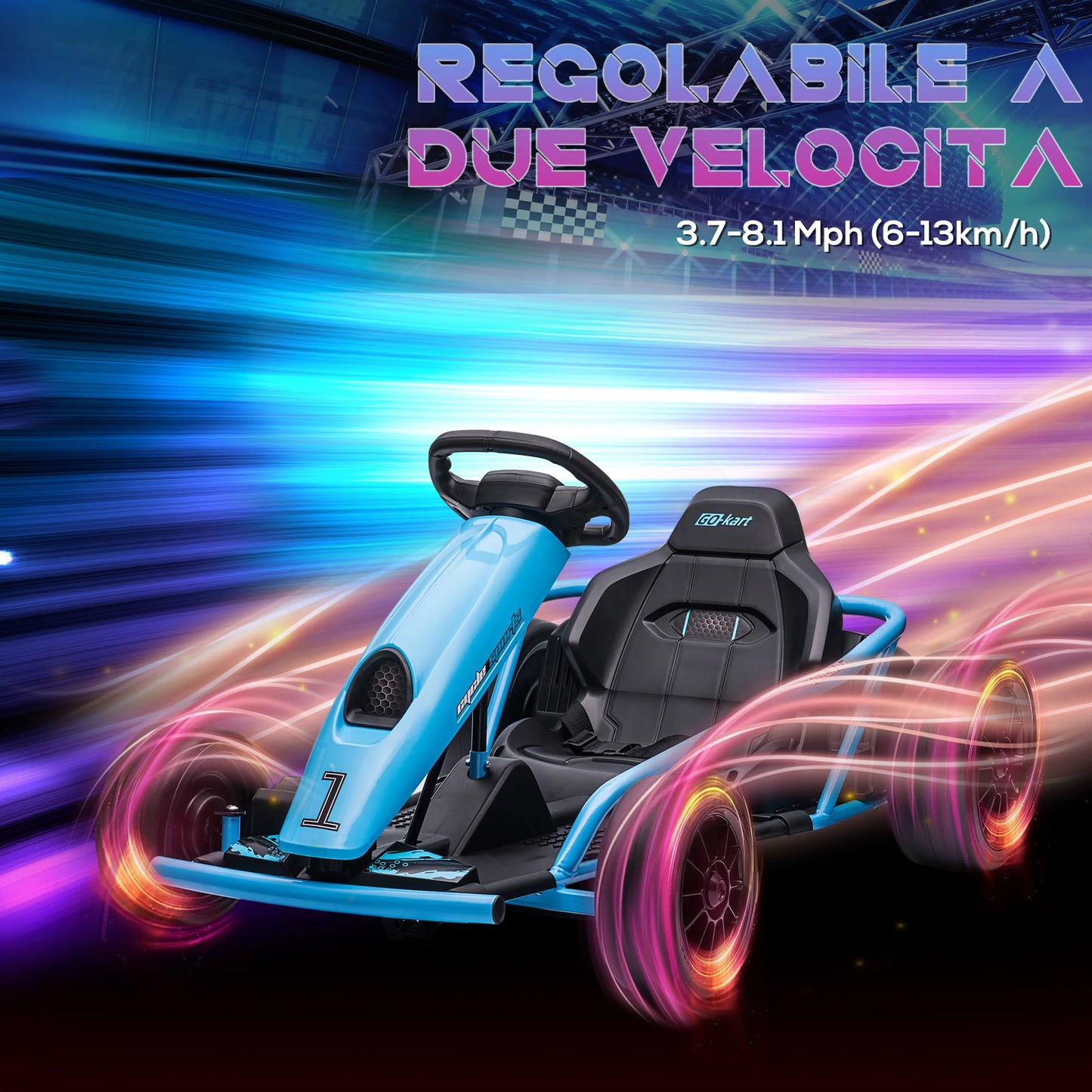 Electric Go-kart for children 8-12 years old with high backrest and safety belt, 115x77x54 cm, blue and black, electric stroller, toy kart, children's kart