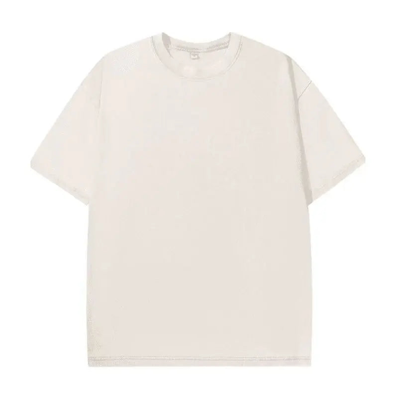 Cotton Short Sleeved T-shirt Summer Round Neck Loose and Base Shirt for Men Women Basic Tee