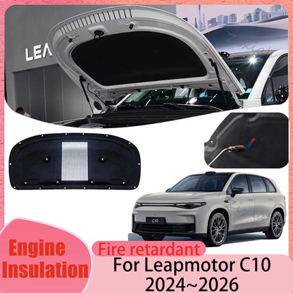 For Leapmotor C10 2024 2025 2026 Car Hood Engine lining Thermal Insulation Cotton Soundproof Mat Cover Protection Accessories
