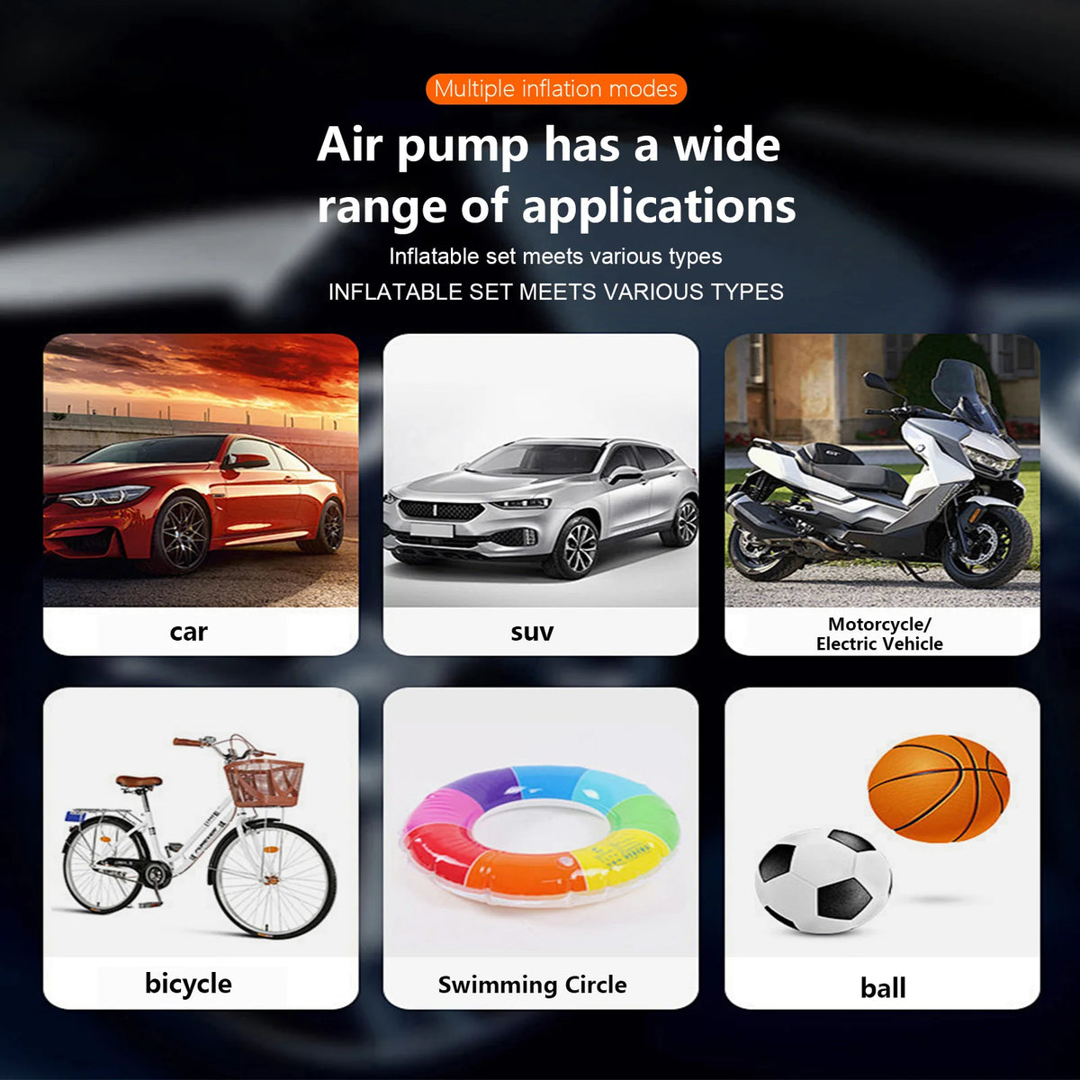 Wireless Air Pump 150psi Touch Screen/Key Portable Electric Tire Inflator For Car Bicycle Motorcycle Mini Air Compressor Injecto