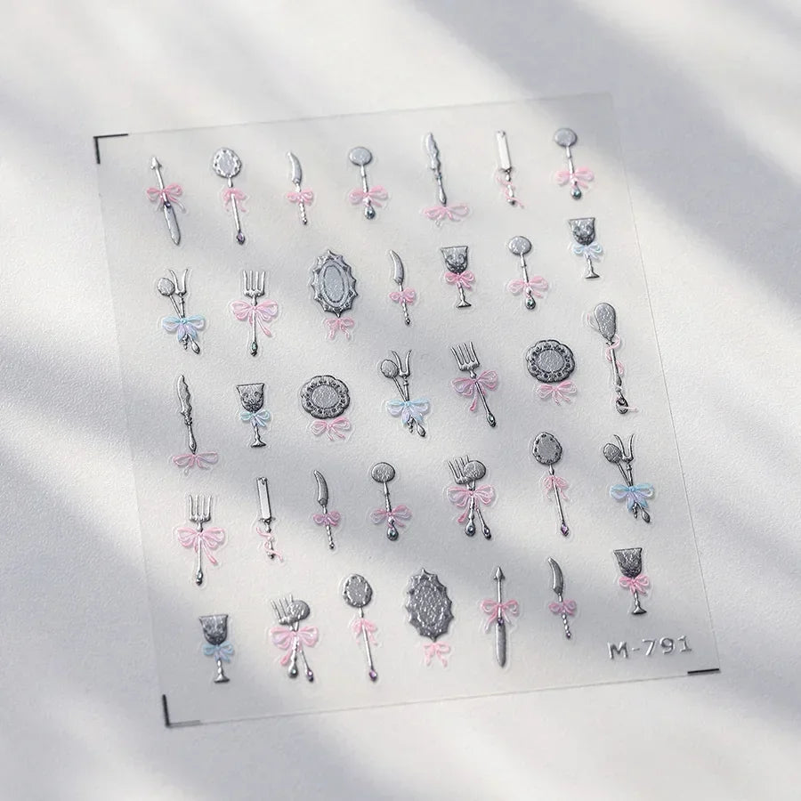 Lovely Animal Graffiti Cat Claw Rabbit Bunny Bear Dog Flower Fruit Dim Sum Candy Sunflower Adhesive 5D Nail Art Stickers Decal