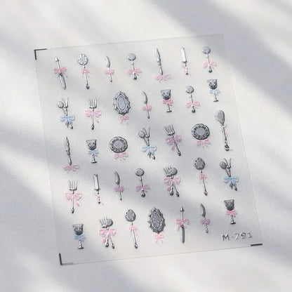 Lovely Animal Graffiti Cat Claw Rabbit Bunny Bear Dog Flower Fruit Dim Sum Candy Sunflower Adhesive 5D Nail Art Stickers Decal