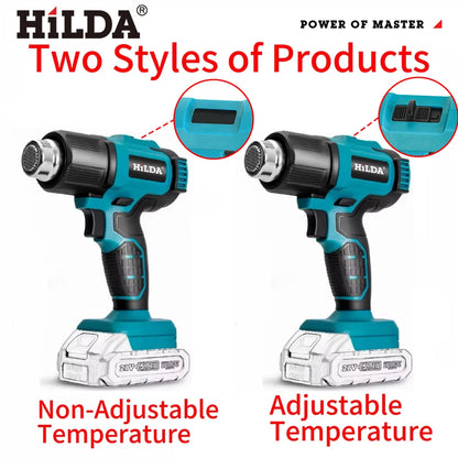 HILDA Cordless Handheld Hot Air Gun With Nozzle For Shrink Wrap PVC Welding Paint Removing DIY Craft Repair For Makita Battery