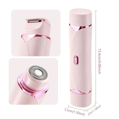 Electric Shaver for Women Waterproof Wet & Dry Hair Razors 2 in 1 Double Head Portable Bikini Hair Trimmer Detachable Head Shave